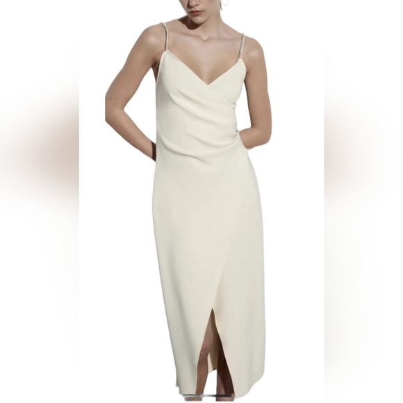 Zara Oyster white sparkly straps long slip dress 2 available (1)M (1)XL - Picture 3 of 11